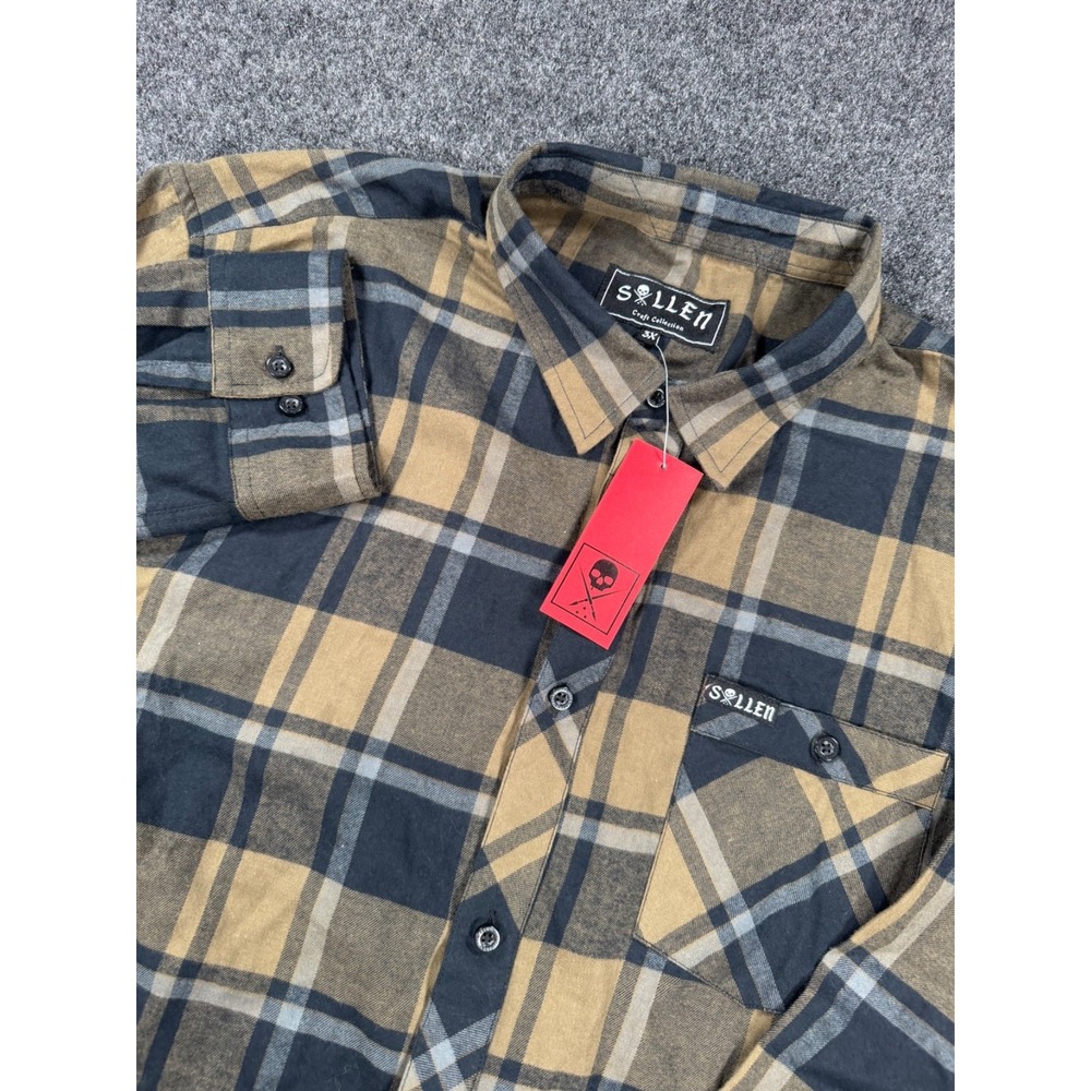 NWT Sullen Art Collective Birchwood Flannel Shirt Men's 3XL Plaid Button Up